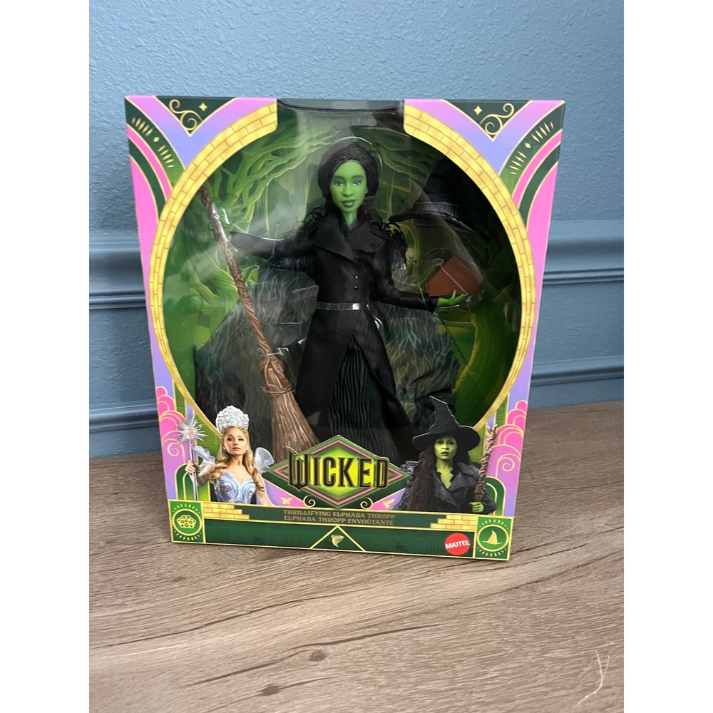 Mattel Wicked Thrillifying Elphaba‎ Thropp Doll Emerald City Witch Broom Toy